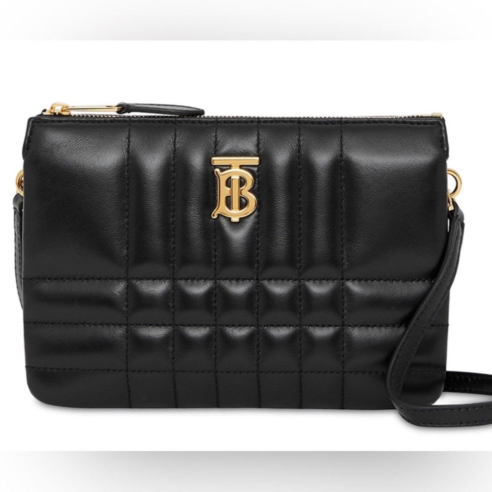 Burberry Black Lola Quilted Leather Twin Pouch On Strap